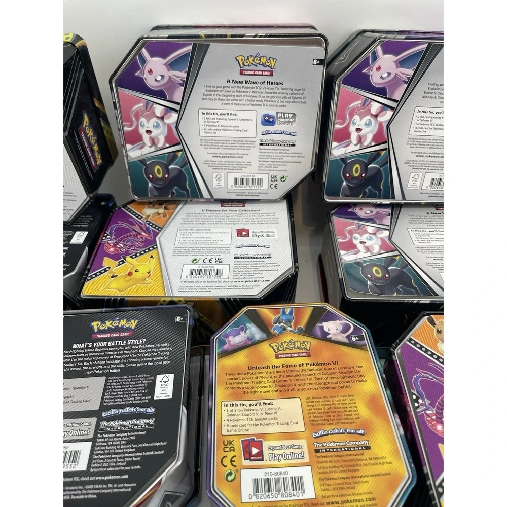 Pokemon Box Lot Bundle Multiple Empty Tins 10 Total